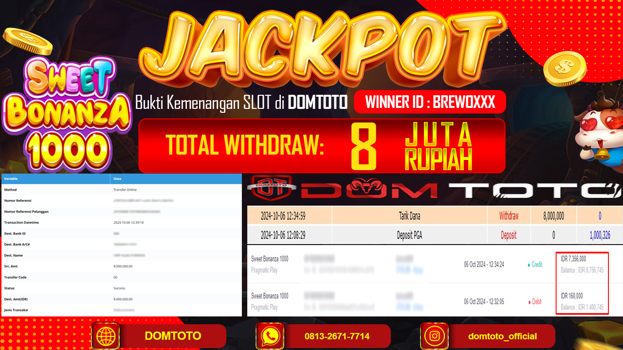 JACKPOT SLOT SWEET BONANZA100 06 SEPTEMBER 2024